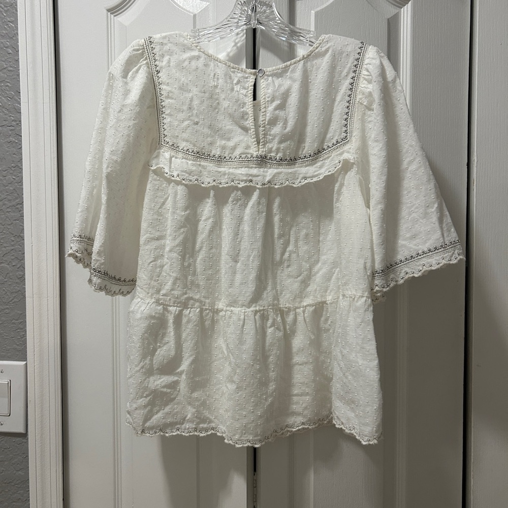 Velvet by Graham & Spencer Women’s Raina Swiss Dot Blouse Top Off-white Size L - Picture 11 of 15